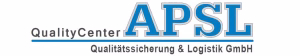 Logo der QualityCenter APSL für Qualitäts­sicherung und Logistik: Schriftzug mit stilisiertem „APSL“-Symbol.