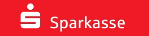 Rotes Logo mit stilisierter Person und der Beschriftung „Sparkasse“ als Hinweis auf die Organisation.