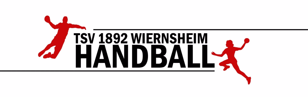 Rotes Handballspieler-Symbol vor schwarzer Schrift „TSV 1892 WIERNSHEIM HAND ball“ als Sport-Header.