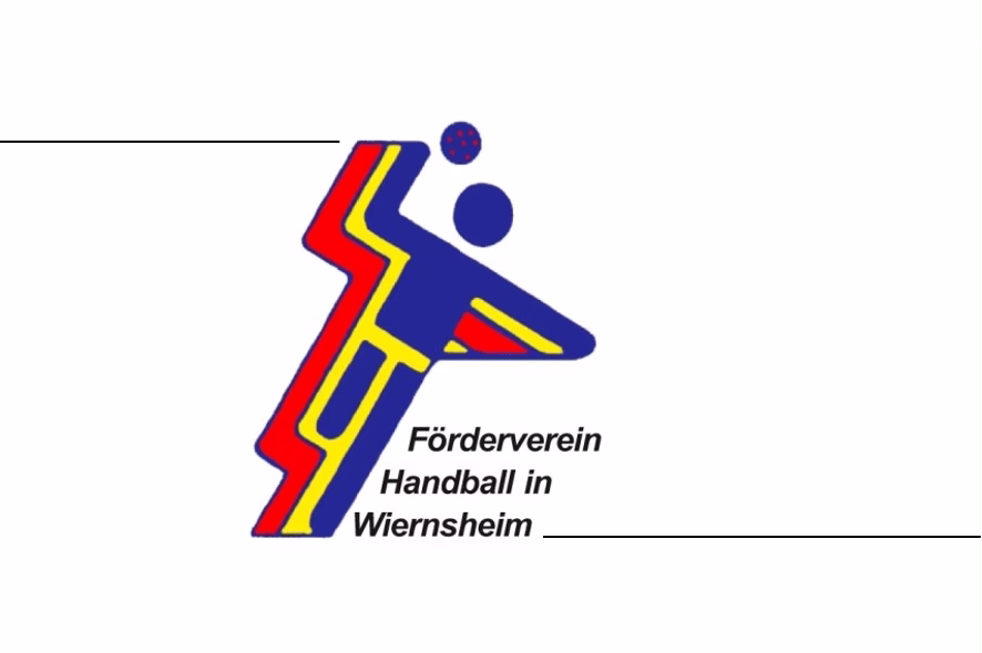 Logo eines Fördervereins: farbiges Handball-Spielerpiktogramm mit Ball und Schriftzug für die Vereinsbezeichnung.