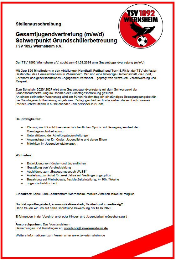 Stellengesuch Gesamtjugendvertreter